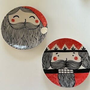 Anthropologie Kristina Saywell Christmas Dessert Plates Set of 2